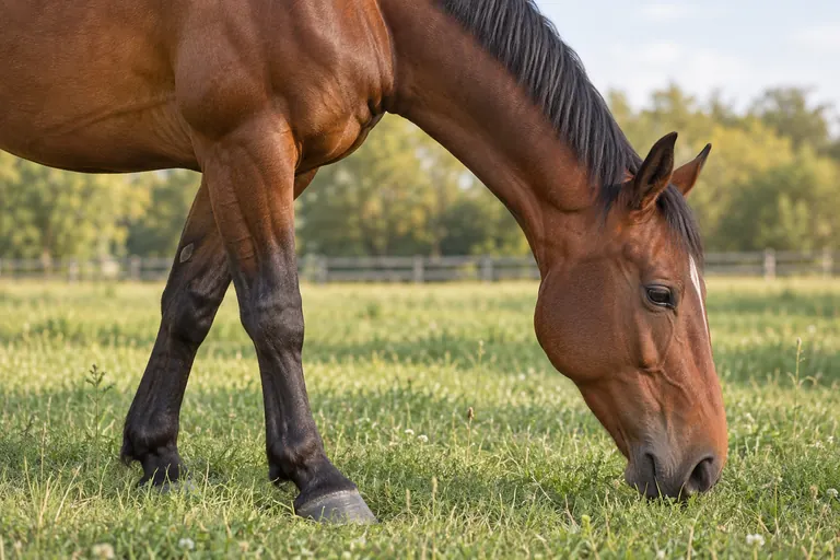 Épaule et membre antérieur d’un cheval bai